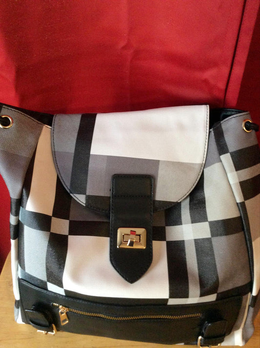 Black  and white stylish checkered Backpack