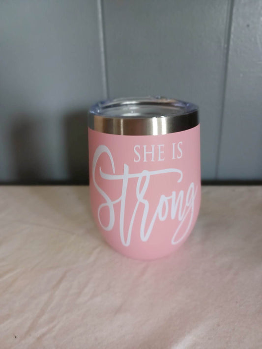 12 oz.Cup(She is Strong) Pink