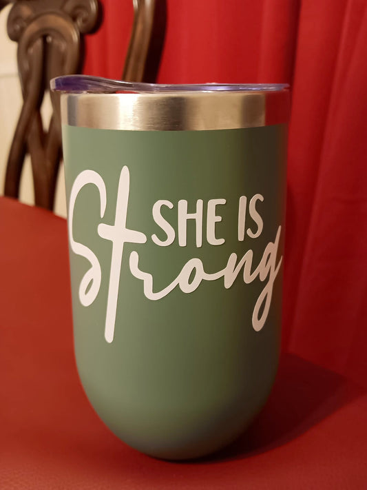 Cup(olive green) She is Strong